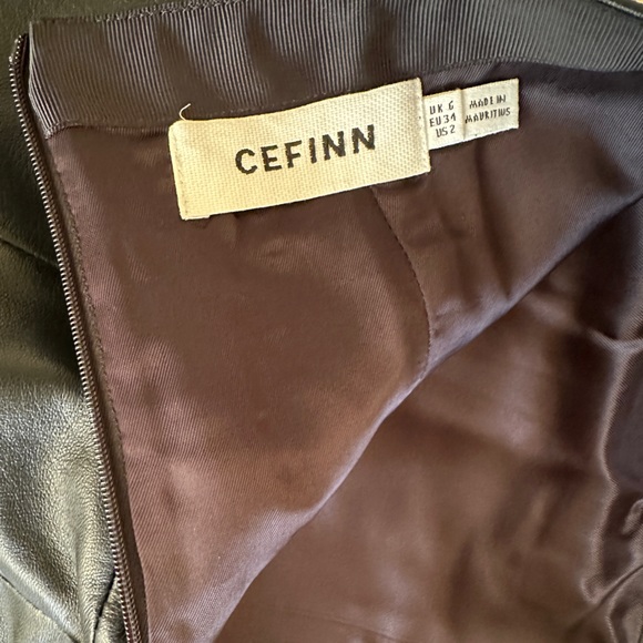 Cefinn leather midi skirt. Size 2 black with burgundy liner - Picture 5 of 5